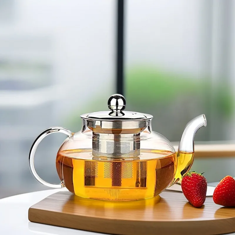 Coffee Filter Tea Infuser Stainless Steel Micro Mesh Filter Net with High Quality Borosilicate Glass Teapot