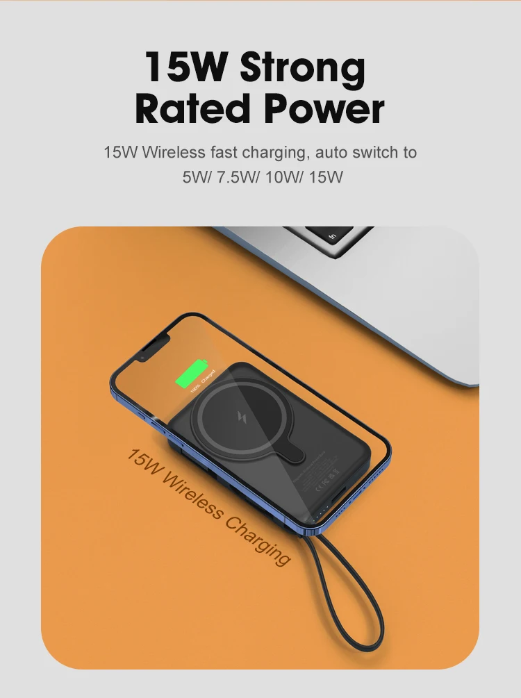 New Design 10000mah Fast Charging Wireless Battery Pack