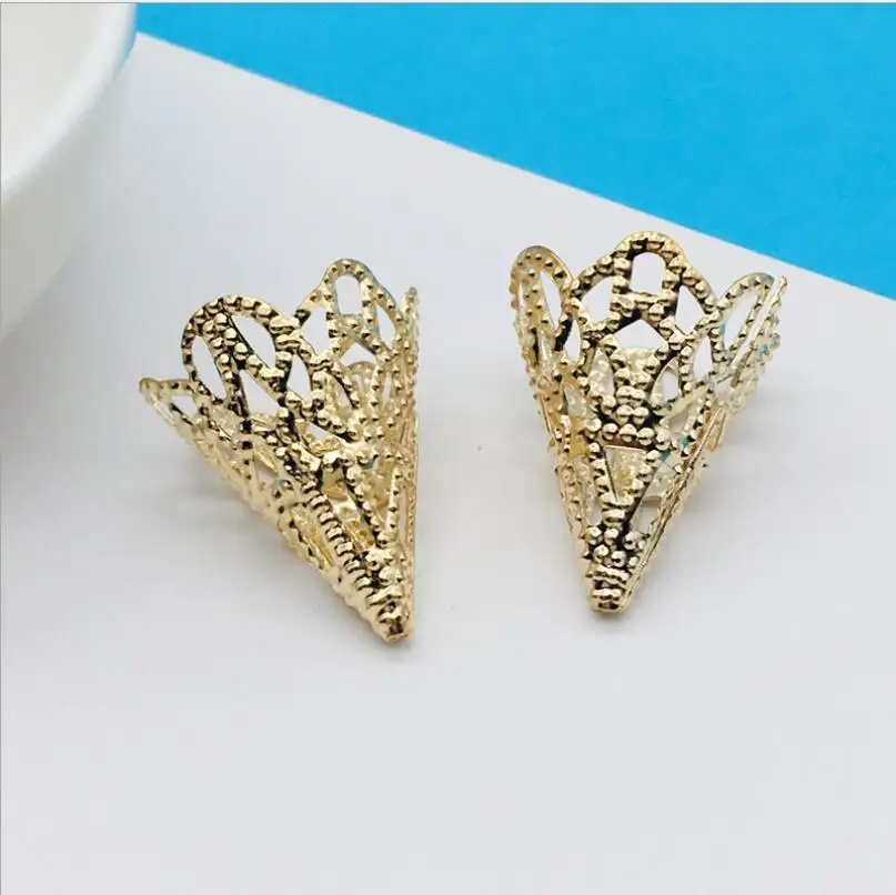 Wholesale DIY Jewelry Making Supplies Custom Cone Shape Iron Bead Cap Metal Flower Trumpet End Caps
