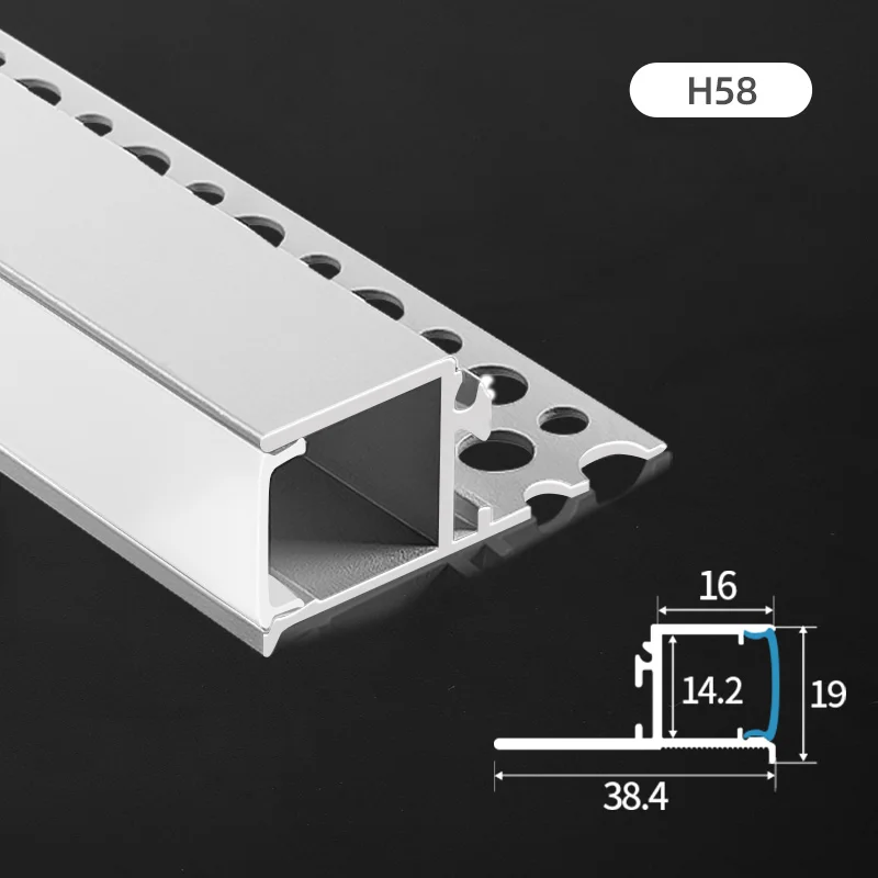 H58 for Ceiling Bar Lighting Strips Recessed Linear Profile Alu Channel Drywall Gypsum Wall Plaster LED Aluminium Profile