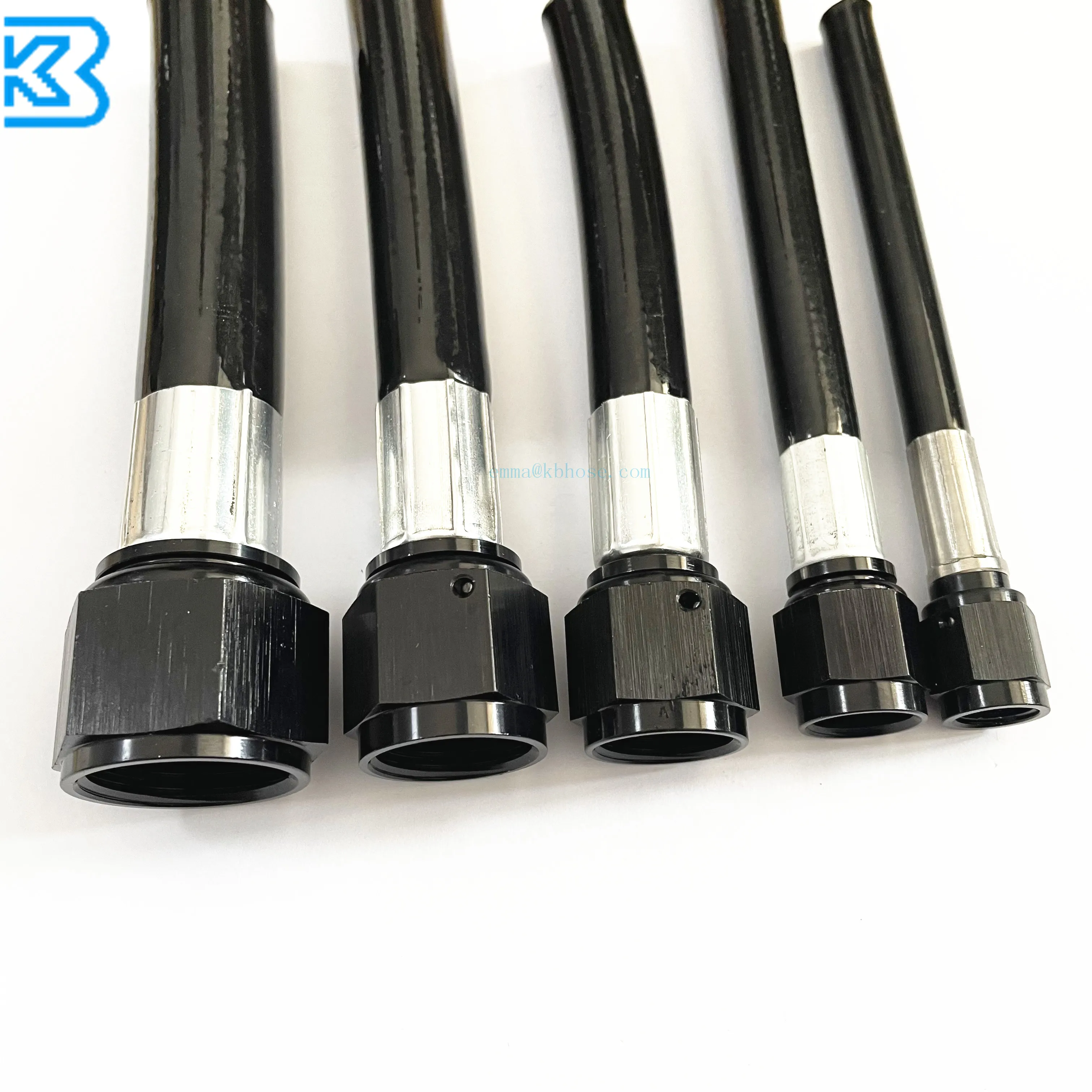 An4 An6 An8 An10 E85 Ptfe Oil Hose Fuel Line With Straight Black Aluminum Female Swivel Crimp