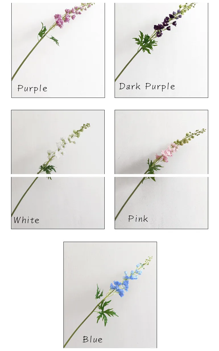 High End Artificial Delphiniums Long Stem Silk Cloth White Delphinium Autumn Wedding Flowers