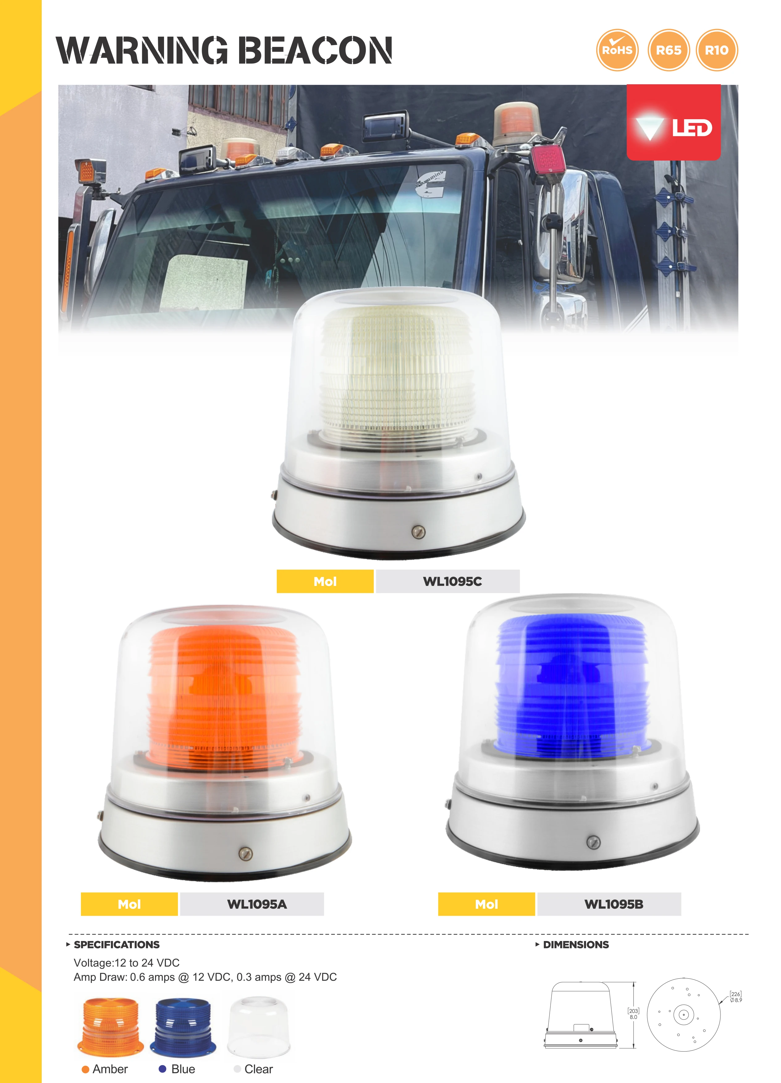 High Profile Permanent Dual Cover White Xenon Strobe Lamp Heavy-Duty Spun Aluminum Base Tall Dome Flashing Warning Beacon Light
