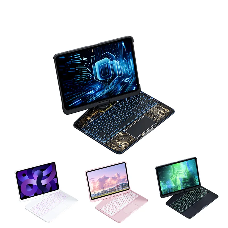 product for ipad 13 pro 129 protective case with keyboard  ipad air 13 inch 360rotatable rainbow backlit smart magic keyboard case-2