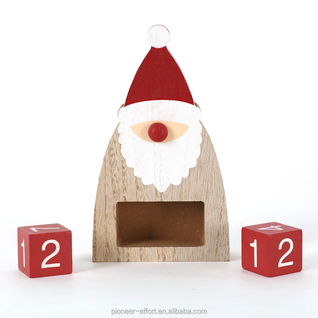 Christmas Wooden Advent Calendar House With 24 Block Santa Claus Bear