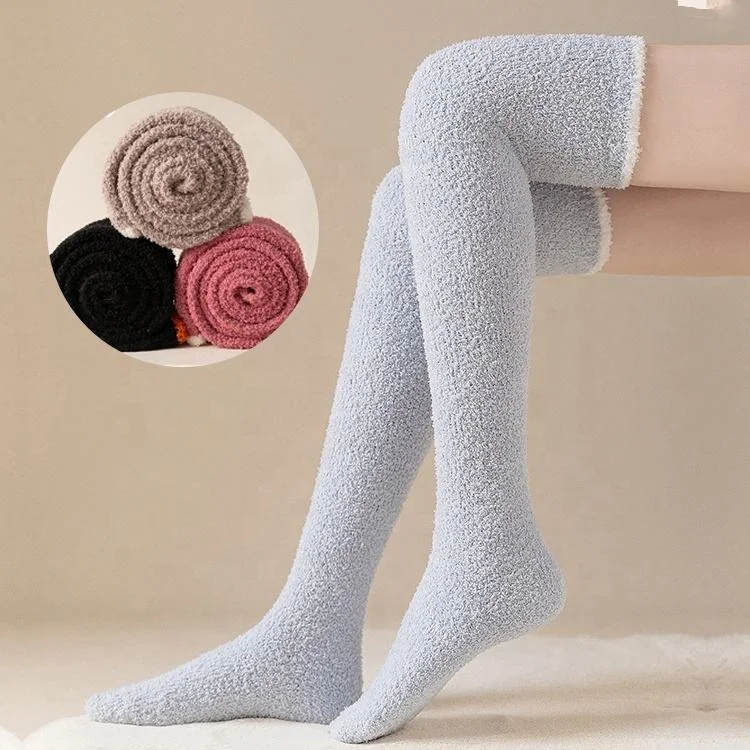 Cozy Winter Knee High Fluffy Socks For Women Oem Available