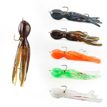 11cm 19g Octopus Soft Bait Double Hook Iron Plate Jig Plastic Sea Fishing Boat Bait for Tuna & Bass Deep Sea & River Fishing – Soft Lure – view 2