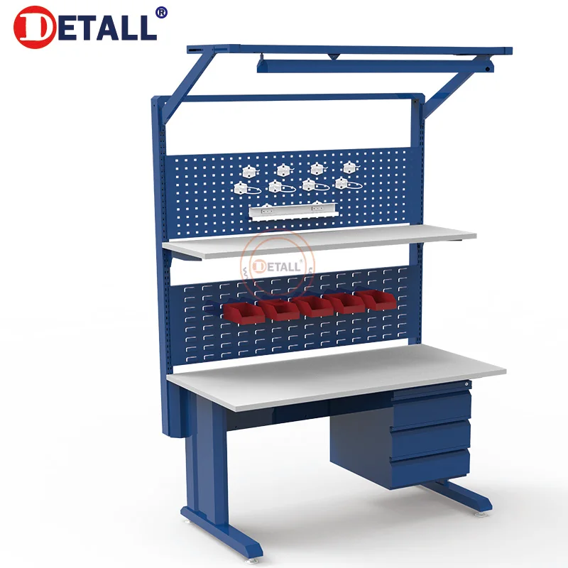 Industrial Inspecting Desk with Light Height Electric Adjustable Woodworking Bench ESDD Table
