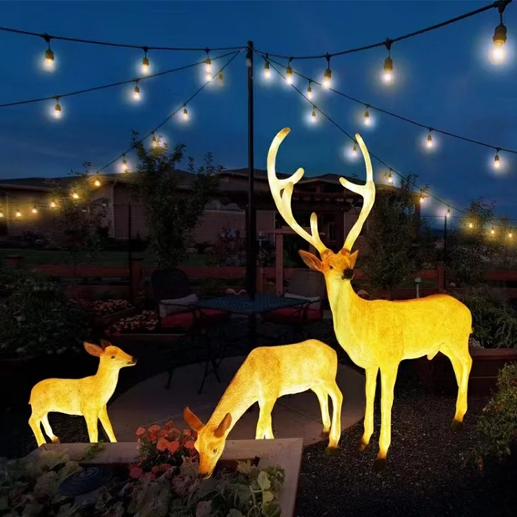 Outdoor Park Dekoration Motiv Lichter 3d Hirsch Skulptur Beleuchtet Harz Fiberglas Festival Hirsch Statue Weihnachts Licht Dekor