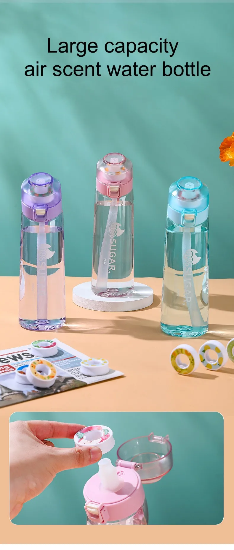 Outdoor Bpafree Scented Up Water Cup Air Up Water Bottle With 7 Flavored Pods Borraccia Tritan