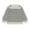 23fub white with black stripes-shoulder-button sweater