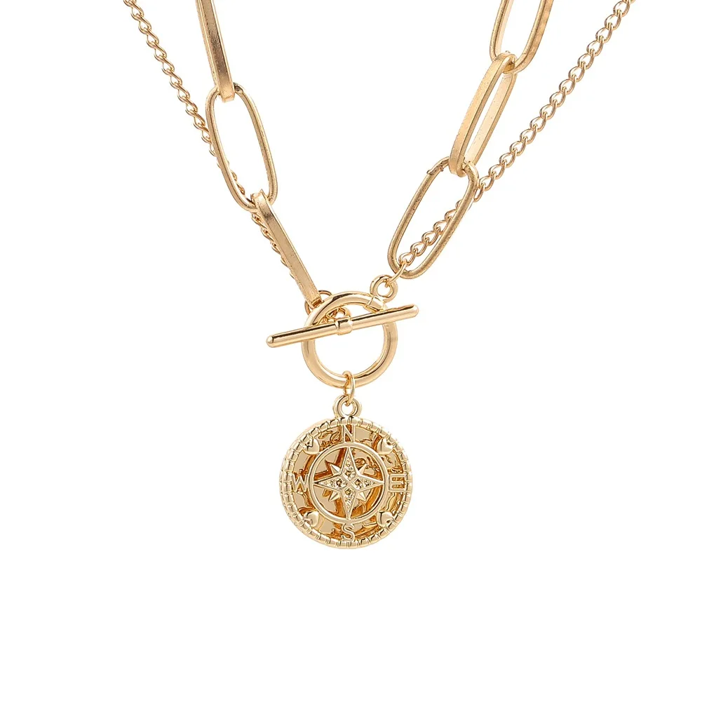 Fashion 2pcs/set Gold Coin Necklace For 