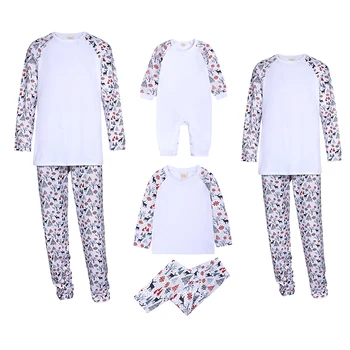 Blank Customize Pyjamas Long Sleeve Family Matching Pajamas Set Polyester Christmas Pajamas