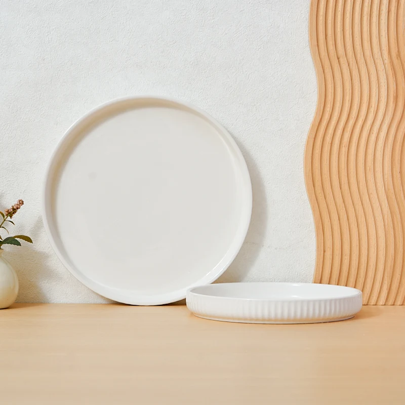 product modern 8 inch 10 inch pizza porcelain glazed plates party tableware hotel restaurant home use dishwasher microwave safe-3