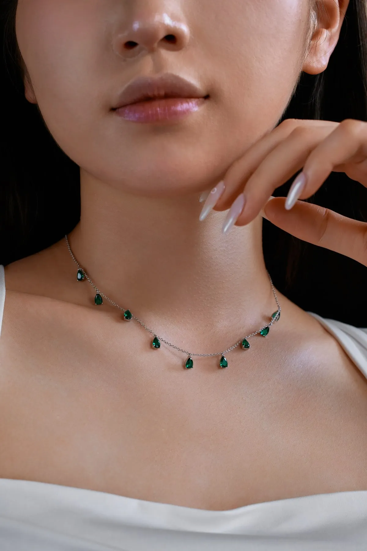 KAKODIY Turkiye Exquisite Zircon Pear Shape Sapphire Grandma Stone Necklace 925 Sterling Silver Drop Necklace Women's Jewelry detail 4