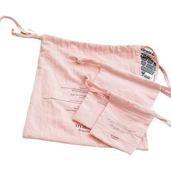 Customized Linen Bread Gift Drawstring Cheap soft muslin cotton linen drawstring bag