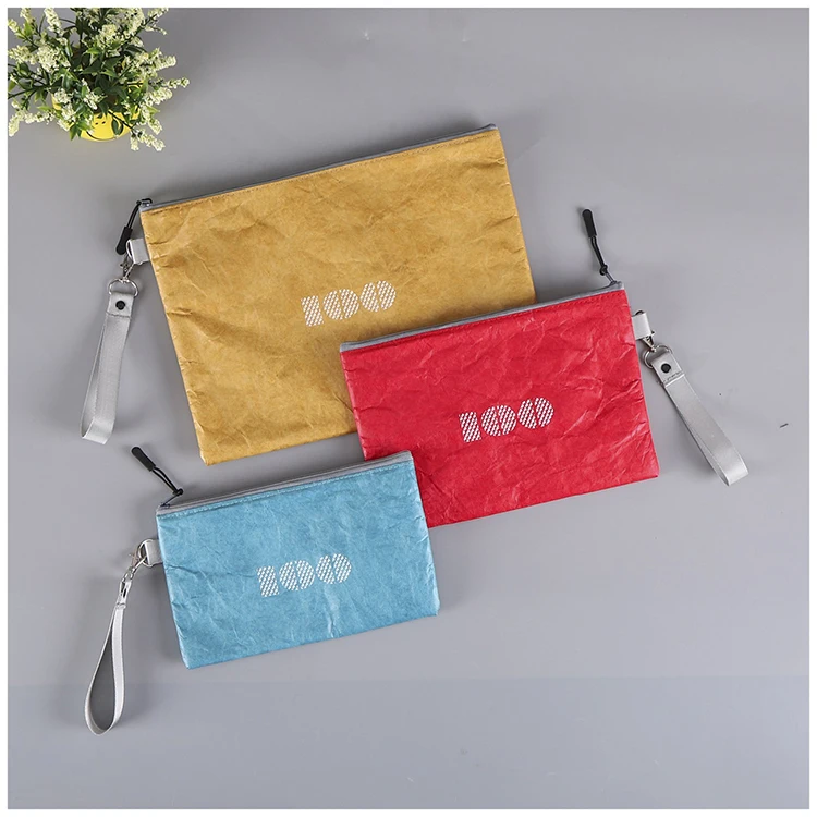 Custom logo Washable Small Pouch Tyvek Coin Purses Makeup Bag with Zipper
