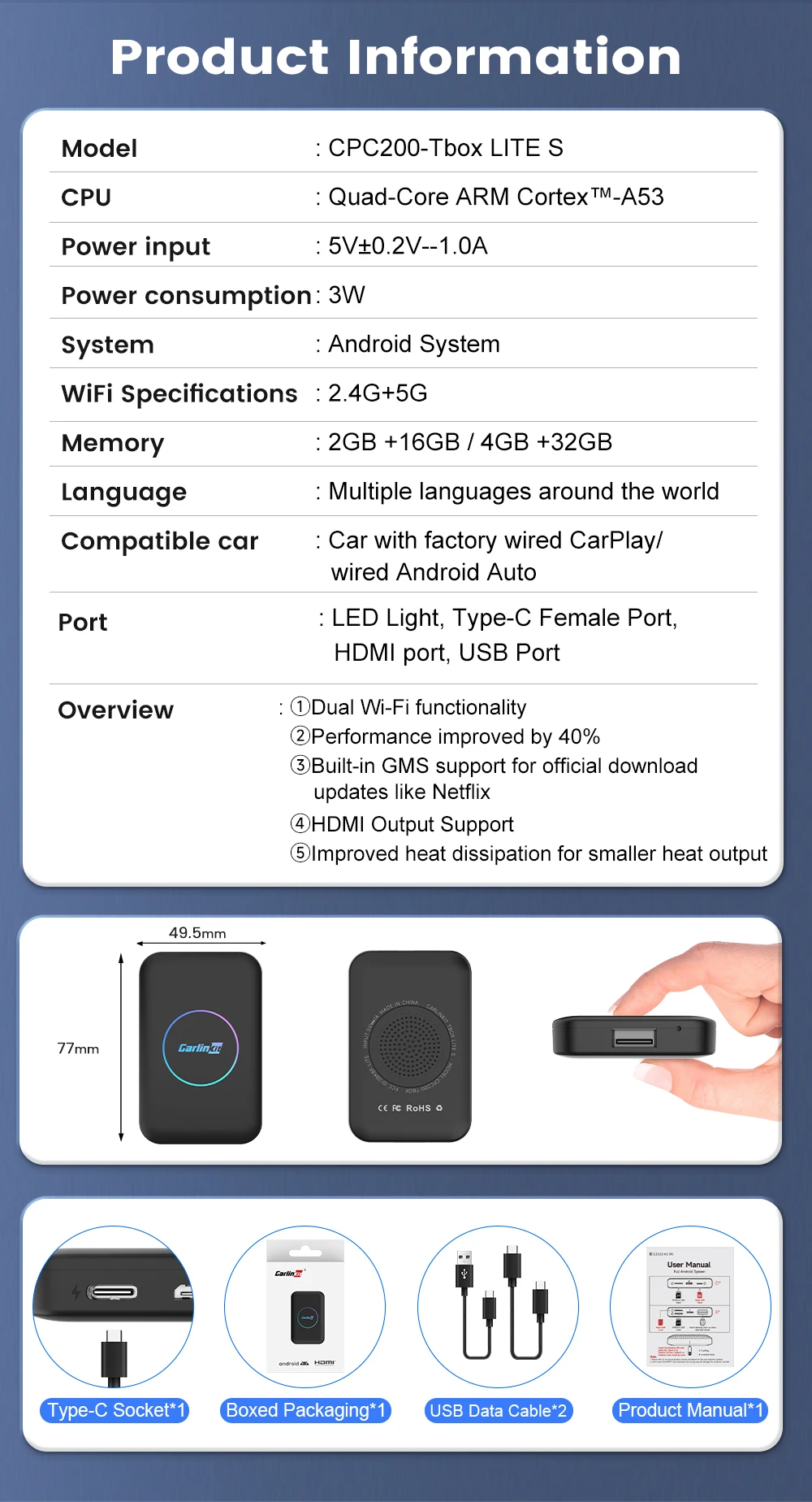 Multi 3 In1 Tbox Led Plus Lite 128gb - Android Auto & Carplay