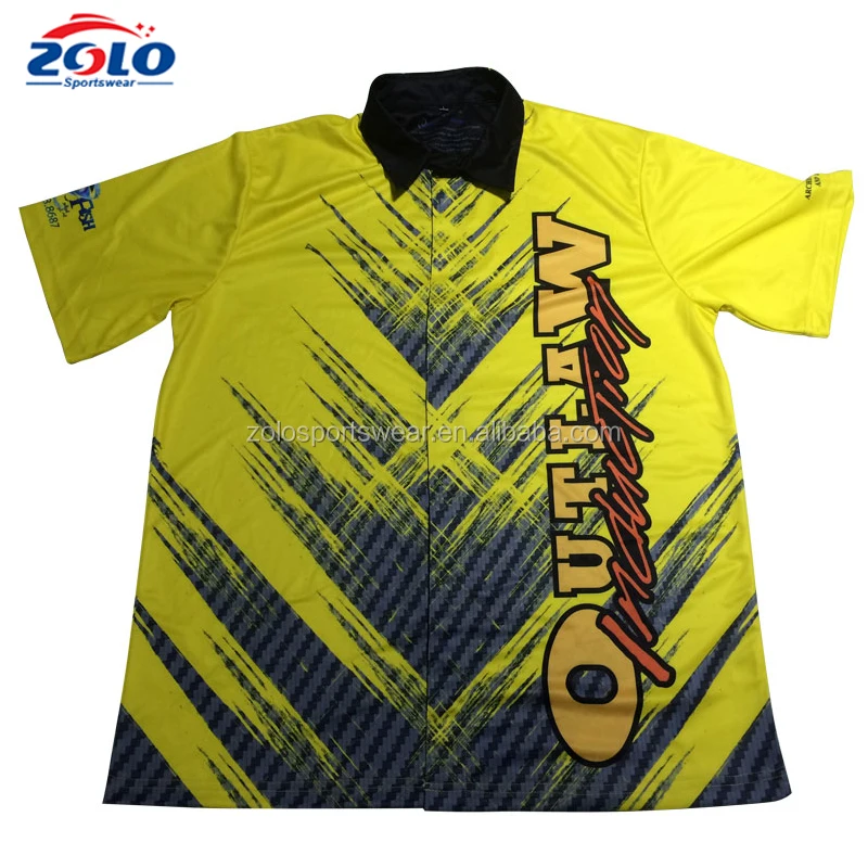New Design Custom Fully Botton Down Motor Blank Pit Crew Shirts