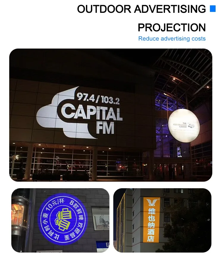 Custom 80W LED Light Logo Projector Waterproof Aluminum Door Head Gobo Projector for Outdoor Advertising IP65/67 Rated