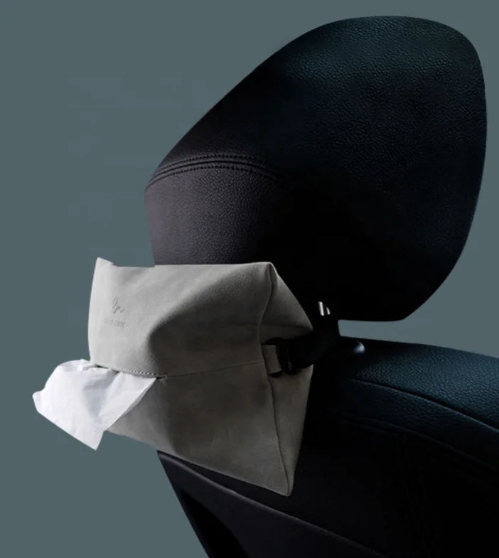 PU Lederen Auto Tissue Dispenser | Hoofdsteun Servet Organizer | Doekjes Doos met Elastische Band | Handige Automotive Tissue Houder voor Zonneklep of Armsteun Doos