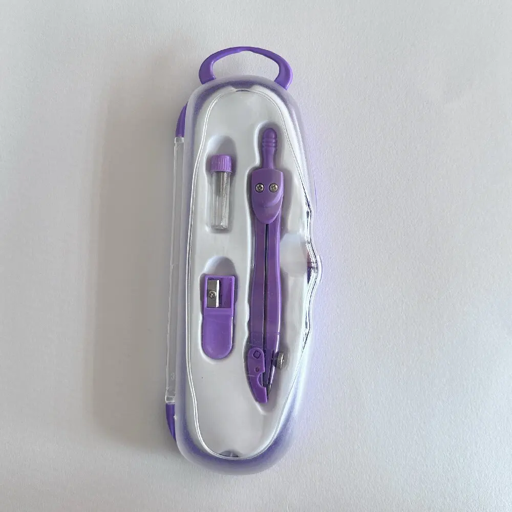 Professional Kids Pencil Compass Set with Circle Radius Size Ruler Colorful Plastic Compasses for School Student