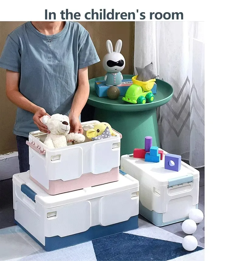 Minimalist Modern Collapsible Plastic Storage Bin Rectangle Foldable Organizer with Lid for Office Organization supplier