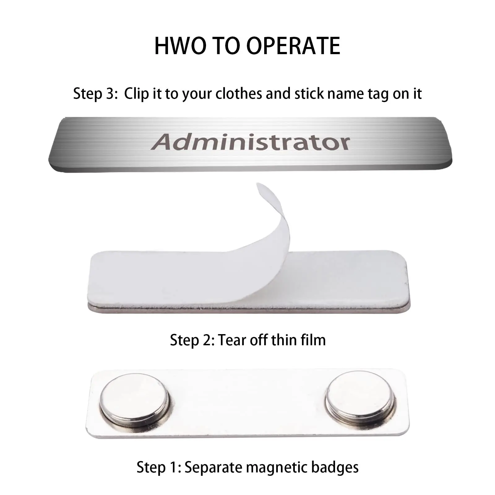 Magnetic name badge holders back with 2 premium strength neodymium