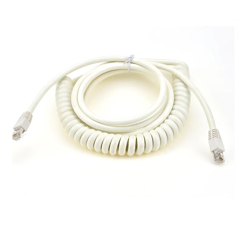 Custom RJ45 Network LAN Cat6e Cable Spring Curly Spiral Cable Coiled Ethernet Patch Cord
