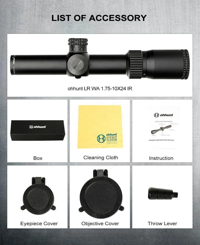 Ohhunt LR WA 1,75-10x24 ИК Компактный Тактический прицел стеклянная гравированная сетка Красная подсветка Блокировка башни сброс прицела