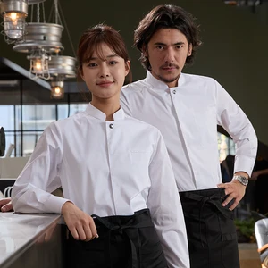 Catering Waiter Overalls Custom White Hotel Uniforms for Men Women-for Coffee Shops Hot Pot Shops Western Restaurants Wholesale