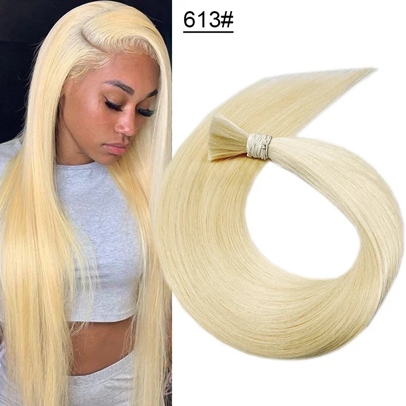 100% Real Virgin Straight Human Hair Bulk Extension 1b 613 Honey Blonde Weaving για πλέξη μη επεξεργασμένων βραζιλιάνικων μαλλιών_voghion.com