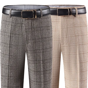 Autumn and Winter Men's Woolen Velvet Trousers Thickened Straight-leg Loose Middle-aged Business Casual Fashion Twill Pants