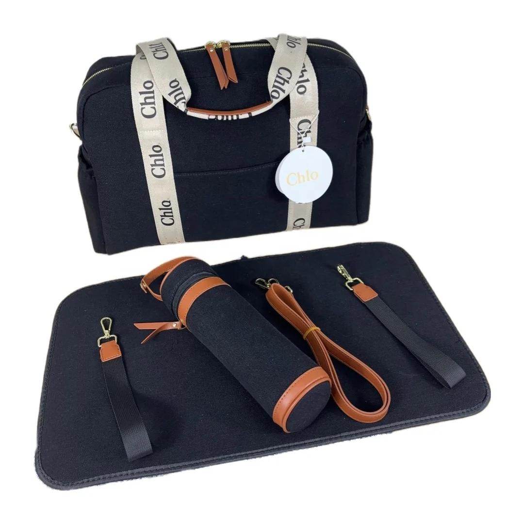 2024 модная сумка из натурального черного холста с принтом