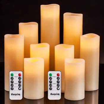 Amazon New candles led Flameless Flickering Battery Operated wax candle led lights set with remote control