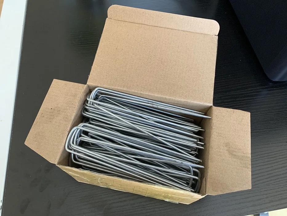 Professional Metal Ground Pegs 6 Inch Landscape Fabric Staples Anchor