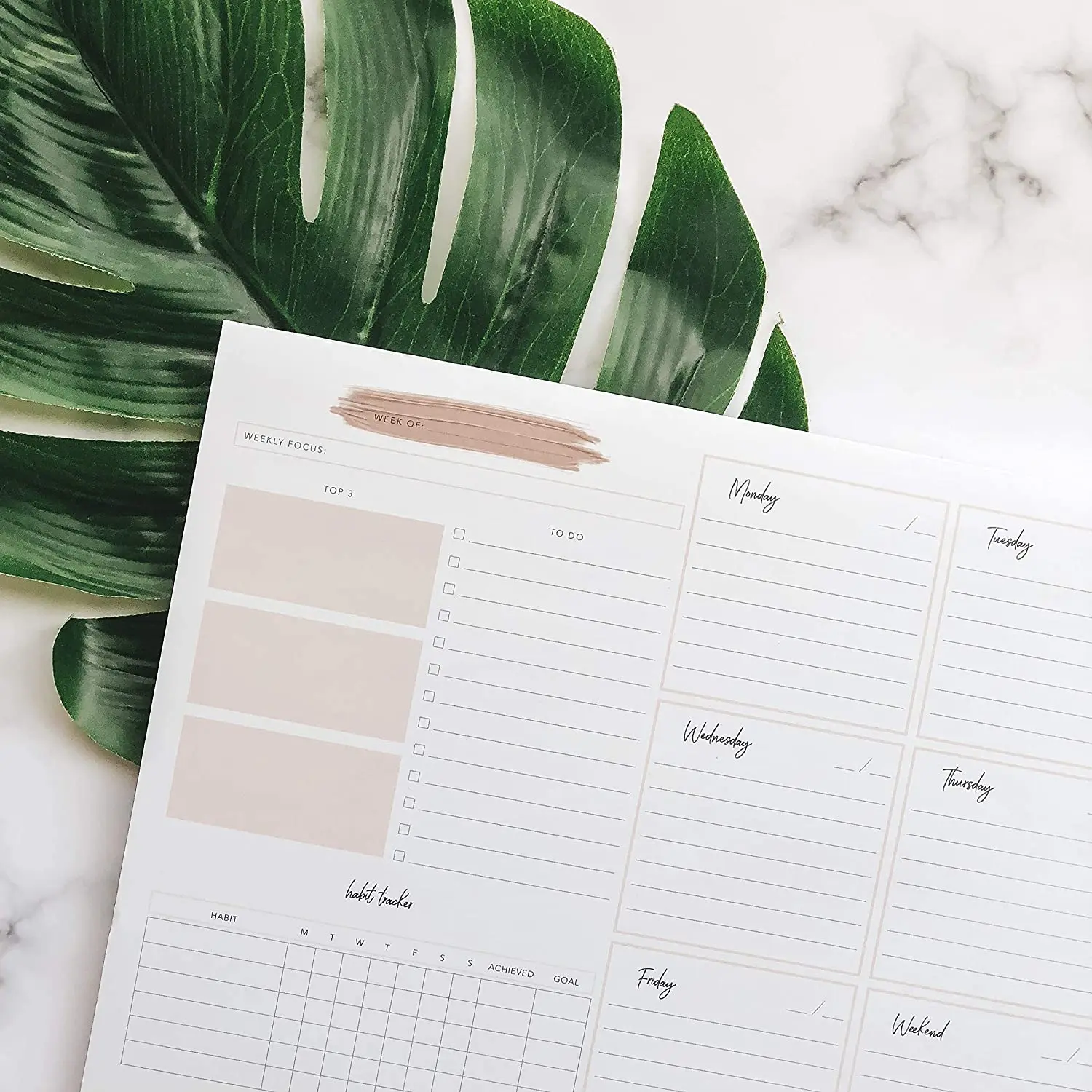 Еженедельный планировщик, подставка со списком дел, 53 листа, 10x8 дюймов, настольный планировщик и Еженедельный планировщик с привычным трекером, календарь на холодильник