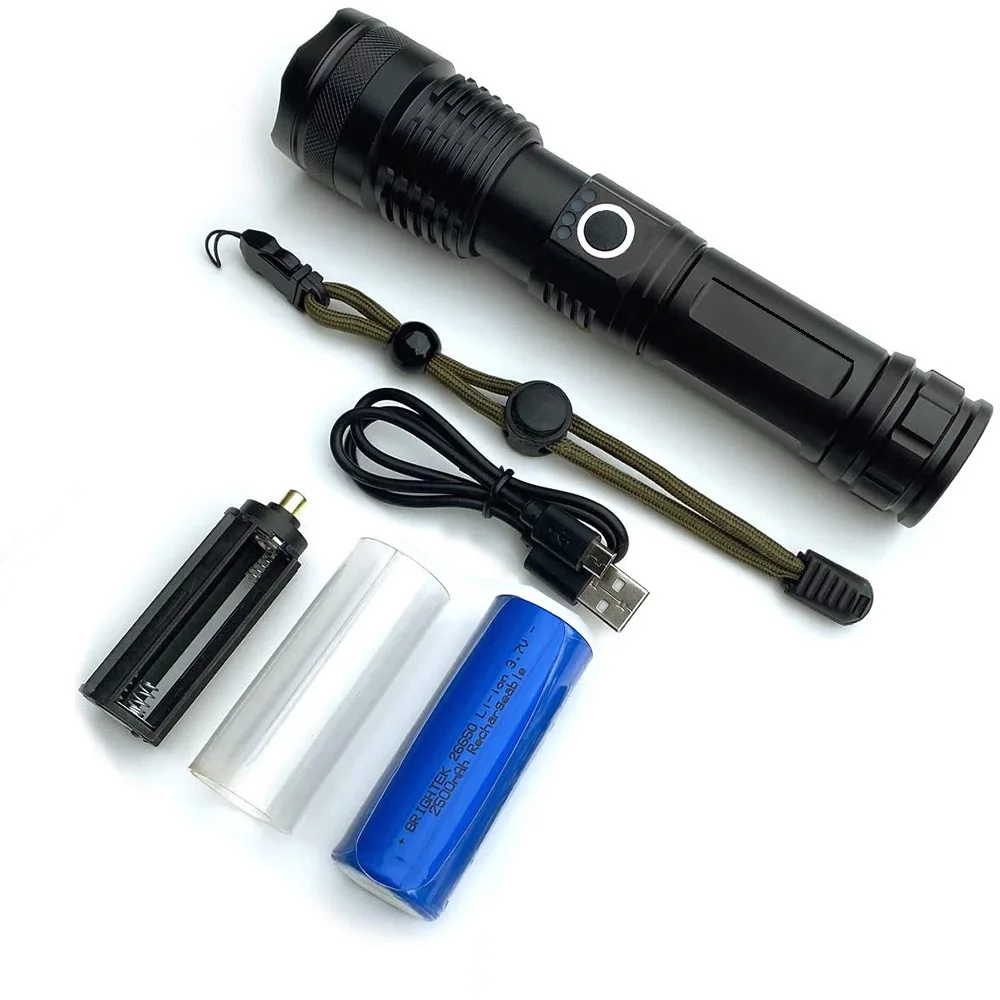 20W XHP50 long range powerful high powered 500lm led flashlight torches rechargeable Waterproof led tactical flashlights supplier