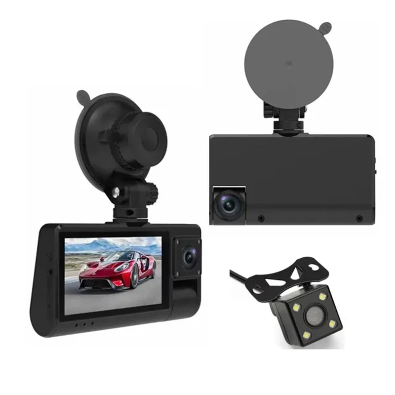 OEM Touch Screen 3 Lens FHD Car DVR Camera Touch LCD WiFi Remote Dashcam 1080P Triple Night Vision Car Dash Cam Front Rear