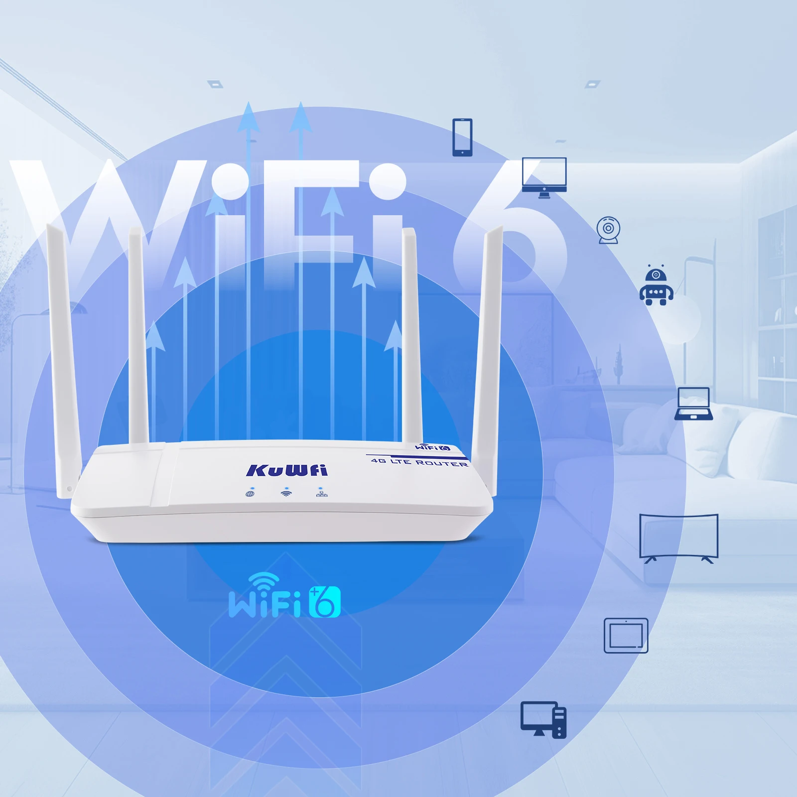 Factory Price KuWFi WiFi6 High Speed 10 Devices Hotspot Router 4g Wifi 12V DC Power AC 4g Sim Card Router with RJ45 Port