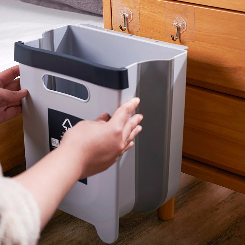 Collapsible Trash Can Folding Dustbin Garbage Bin Foldable Garbage Trash Can Kitchen Plastic Food Waste Bin Foldable Waste Bins