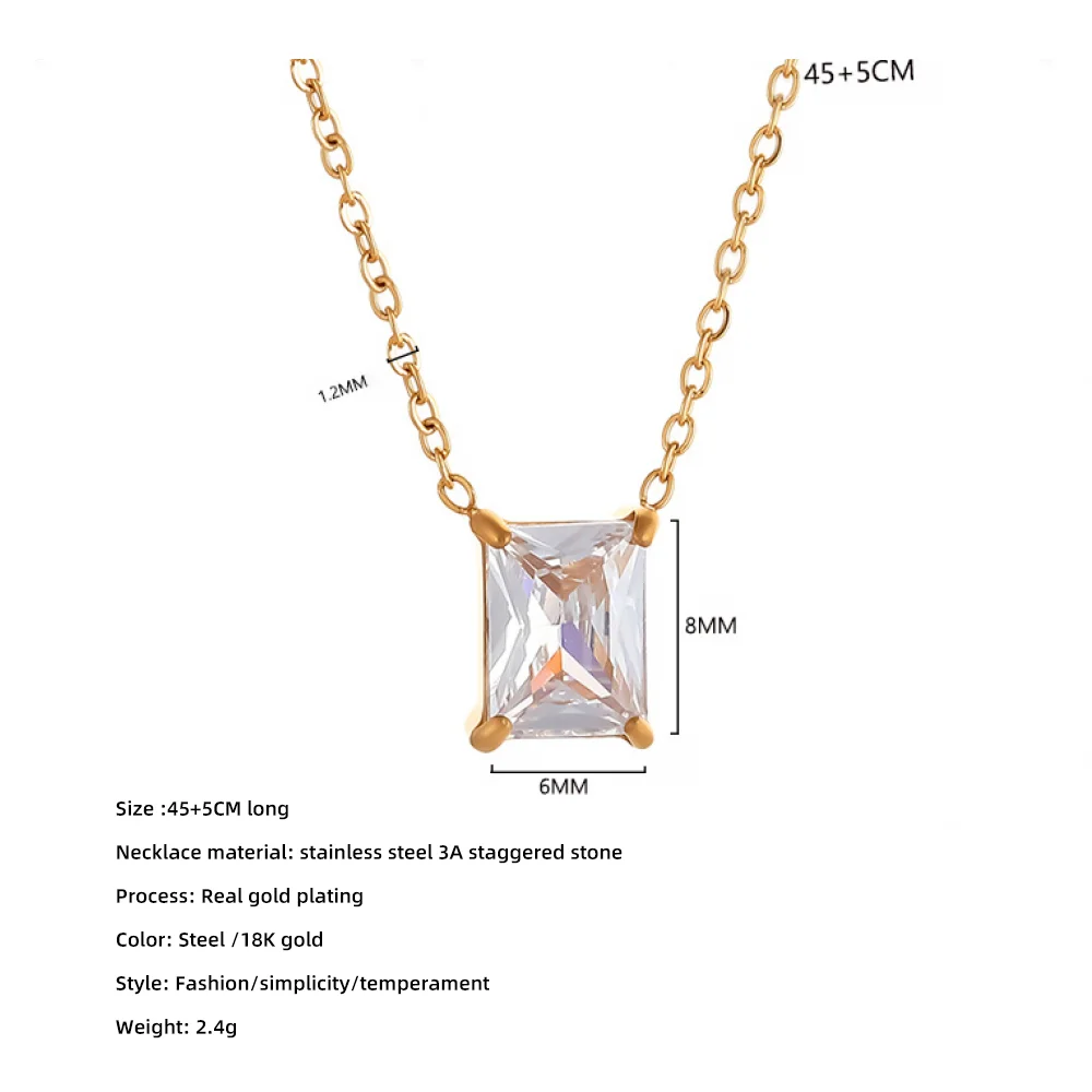 Gold Plated Zircon Necklace - Anti Tarnish Jewelry