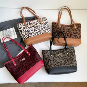 Fashion Leopard Print Women's Bag PU Leather Shoulder Bag with High Texture Retro Handbag for Women