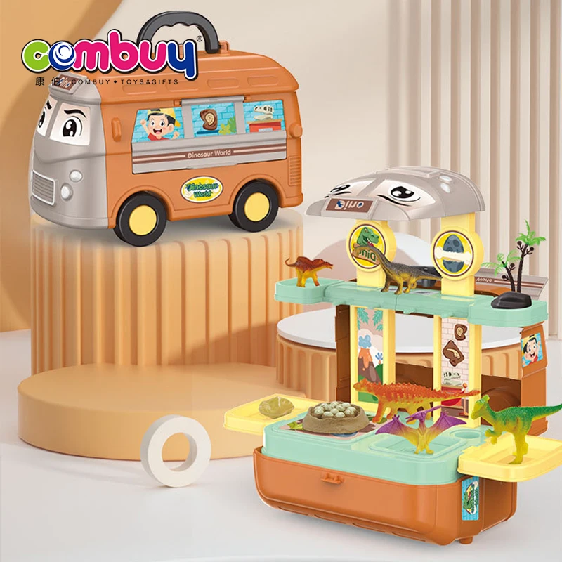 Simulation 5 in 1 Portable Plastic Pretend Play Tools Bus Kitchen Cooking Tableware Toy