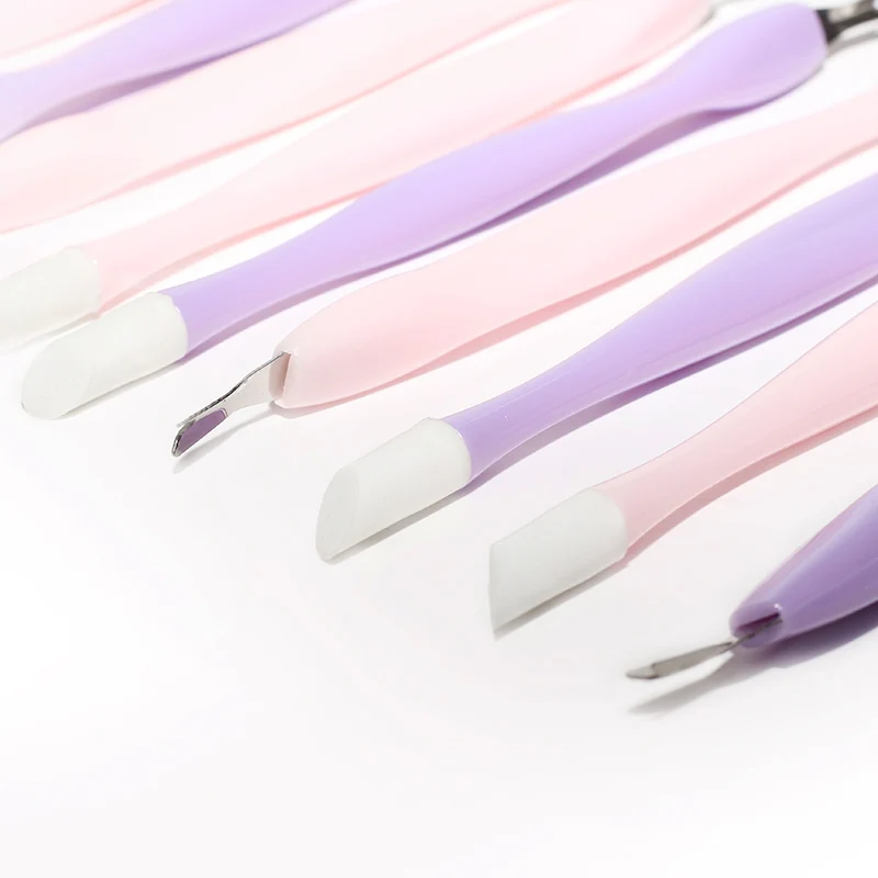 Professional Nail Tool Cuticle Pusher Nail Fork Remove Dead Skin Nail Cuticle Pusher With Plastic Handle