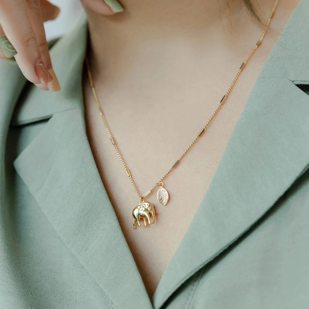 Gold Elephant Necklace Tiffany - 925 Silver Minimalist