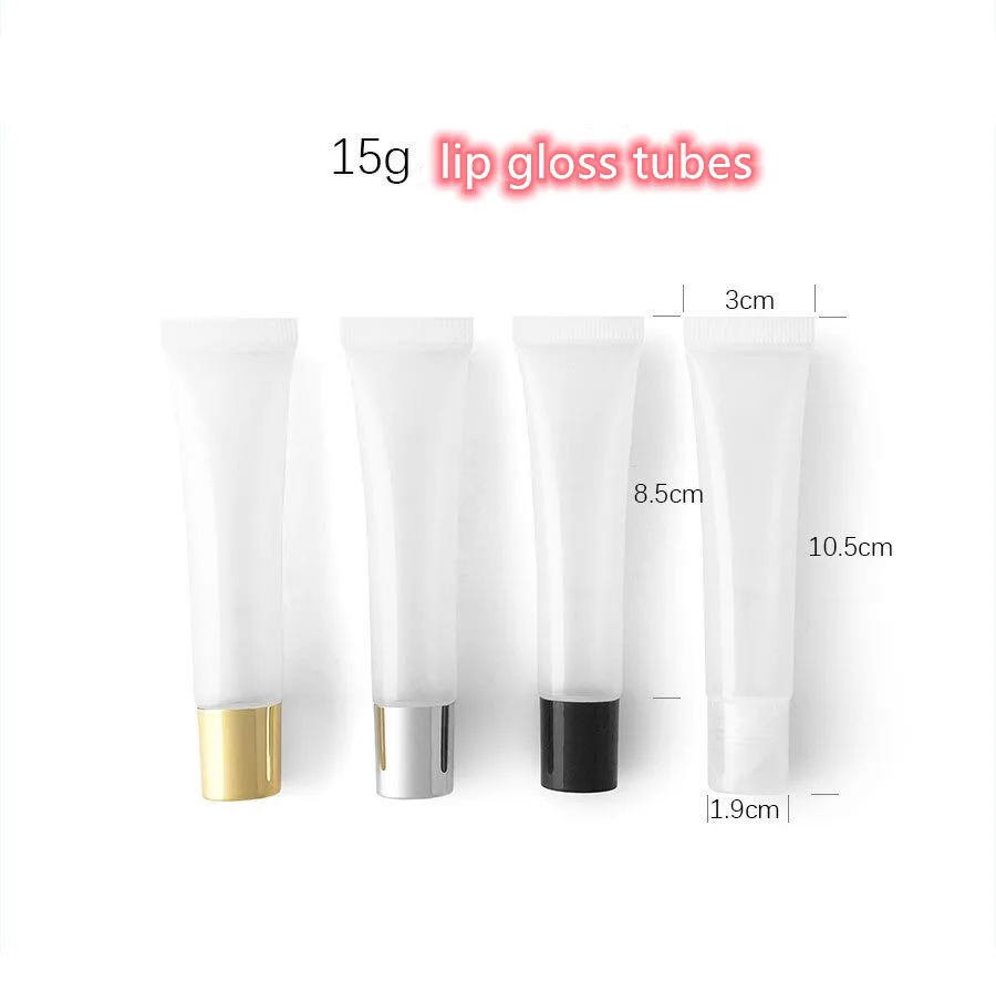 Private Label Logo Empty Squeeze Lip Gloss Tubes 10ml 15ml Lip Gloss