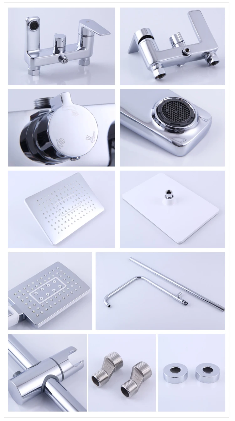 Juego de columna de ducha de baño cromado montado en la pared con función de 3 vías de fábrica