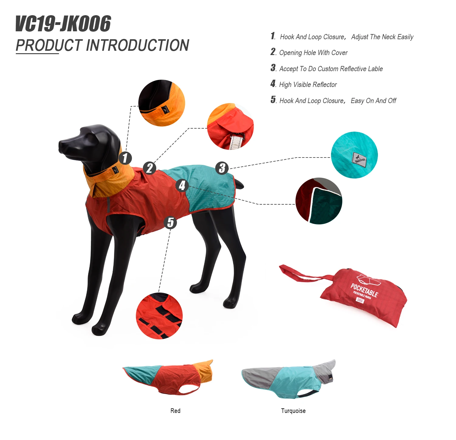 Wholesale Designer Lightweight Waterproof Pet Clothes Dog Rain Coat