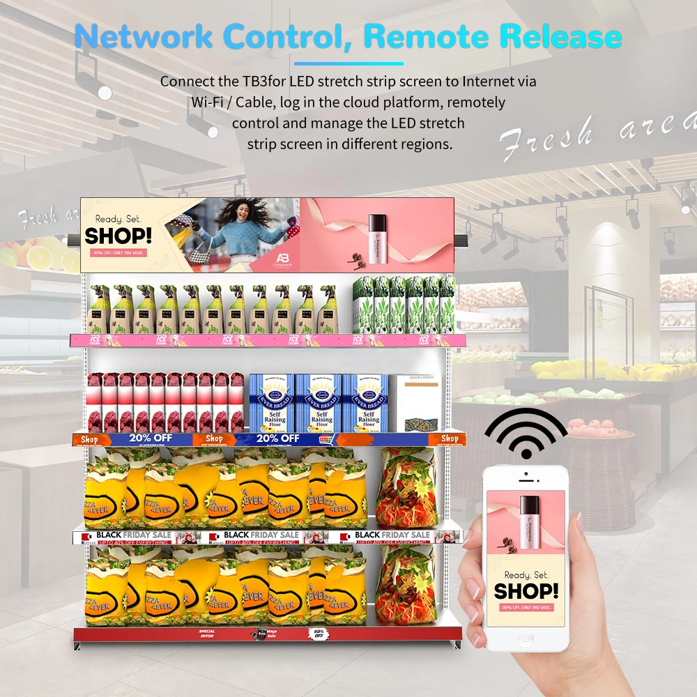 Customized Manufacturer Digital Shelf Edge Custom Strip Screen Stretched bar Lcd Advertising Display for Supermarkets